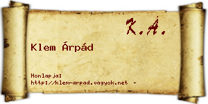 Klem Árpád névjegykártya