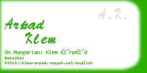 arpad klem business card